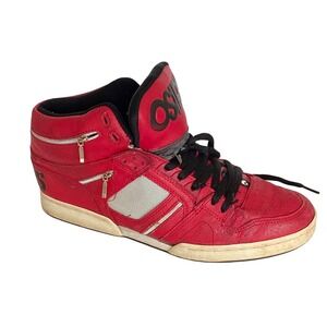 Osiris Bronx Beat It Michael Jackson Red High Top Skate Shoes Mens 9.5 Zipper